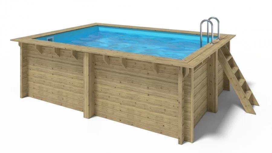 Piscine bois Lola octogonale allongée 541 x 336 x 131 cm avec escalier - Image 3