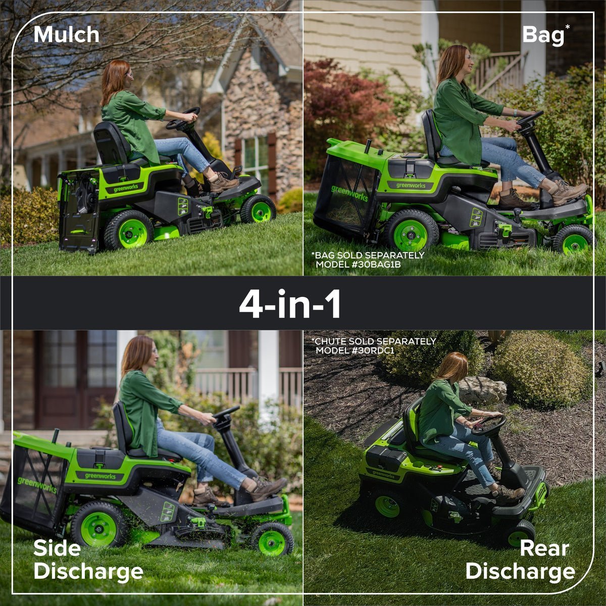 Greenworks 80V 30” Crossovert Riding Lawn Tractor With 6.0 Ah Batteries & 600-Watt Charger - Image 4