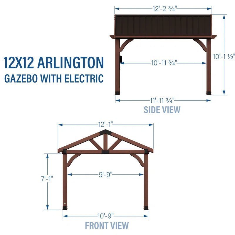 Arlington 12×12 Solid Wood Patio Gazebo - Image 3