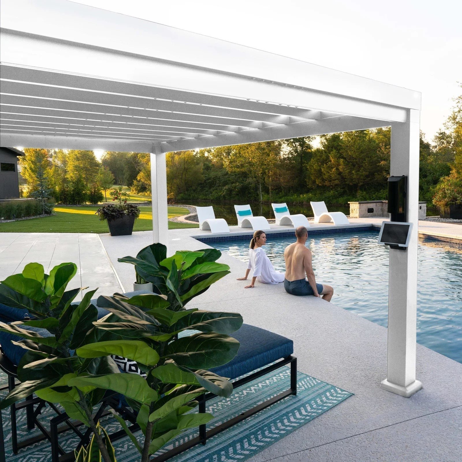 12×10 Windham Modern Steel Pergola With Sail Shade Soft Canopy - Image 5