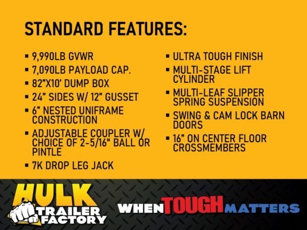 9,990# GVWR Ultra Low Pro 10′ Dump Trailer w/ Contractor Package - Image 3