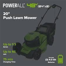 Greenworks 48V Cordless Battery Push Mower w/ Two 4.0Ah USB Batteries & Dual Port Rapid Charger - Image 4