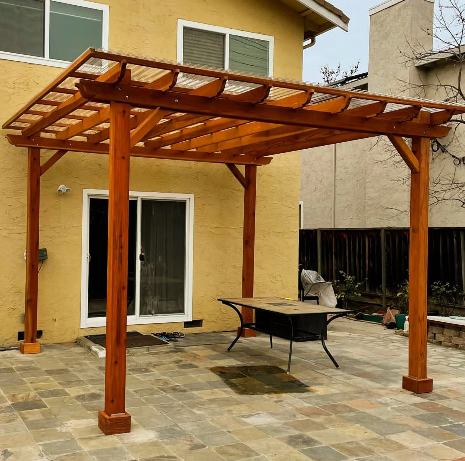 Best Redwood 16 Ft x 16 Ft Douglas Fir Wood Traditional Patio Pergola - Image 2