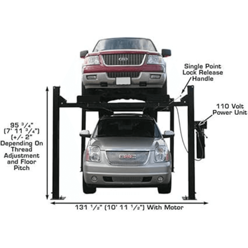 Atlas Garage PRO9000 9000 Lb. Extra Wide Tall Long Portable 4-Post Lift - Image 2