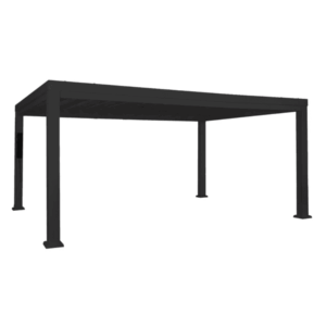 Backyard Discovery Trenton 16' x 12' Modern Galvanized Steel Pergola Black Frame with Shade Sail Canopy and PowerPort