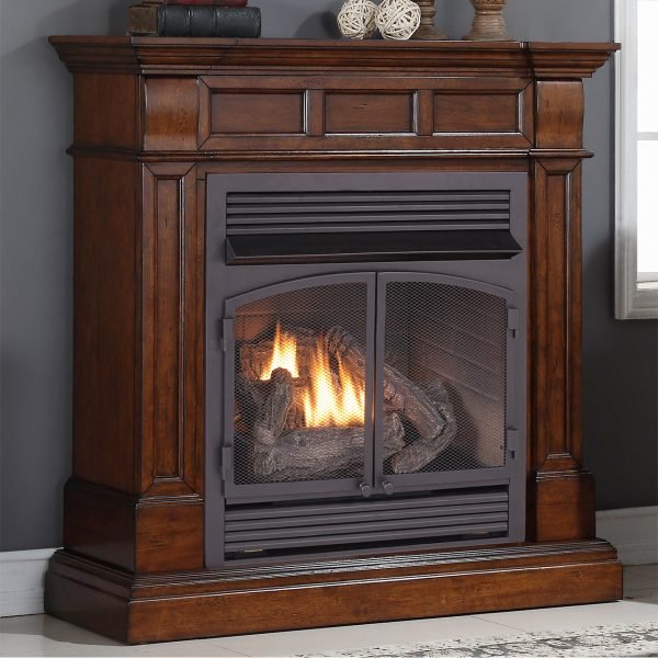 Duluth Forge 32,000 BTU Dual Fuel Ventless Gas Fireplace in Auburn Cherry - Image 2