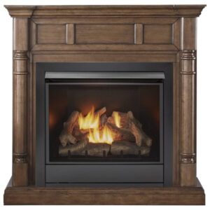 Duluth Forge 32,000 BTU Dual Fuel Ventless Gas Fireplace with Walnut Mantel