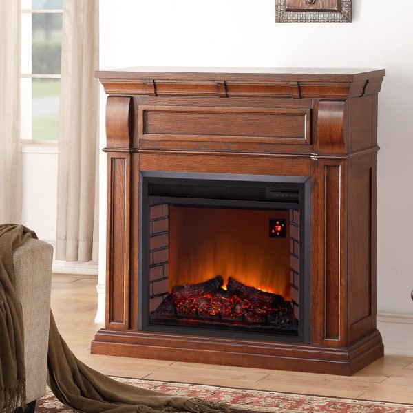 Duluth Forge Auburn Cherry Full Size Electric Fireplace with Wood Mantel - Image 5