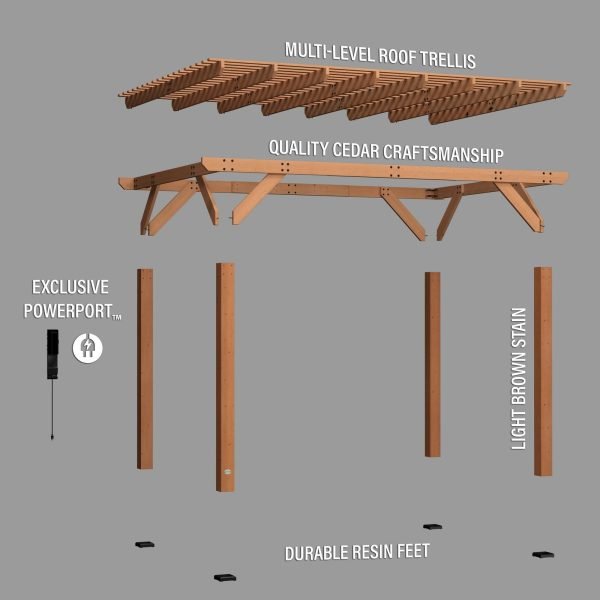 Backyard Discovery Delray 14' x 10' Cedar Wood Outdoor Patio Pergola - Image 3