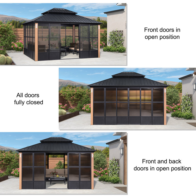 Designa 12' x 14' Hardtop Aluminum Gazebo with Galvanized Steel Roof - Image 3