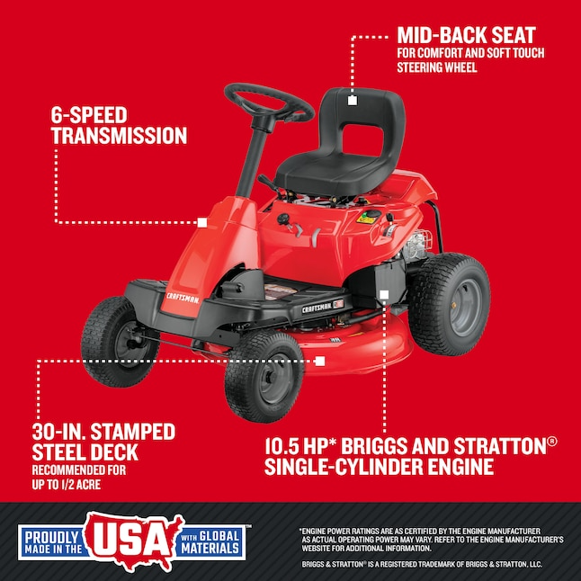 Craftsman R110 30-Inch 10.5HP Briggs & Stratton Riding Lawn Mower - Image 3